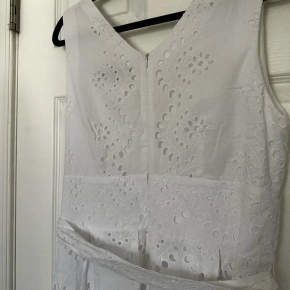 EUC Elegant White Eyelet Dress - Picture 6 of 7
